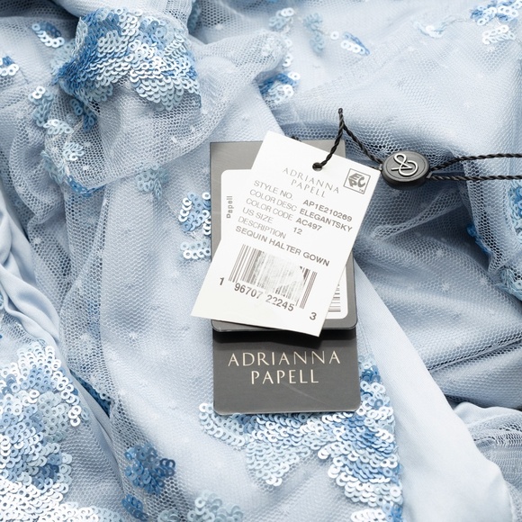 Adrianna‎ Papell - Sleeveless Floral Sequin Lightweight Mesh Gown - Picture 8 of 12